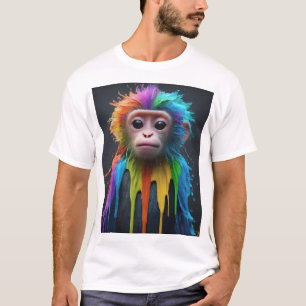  "Rainbow Dripping Baby Monkey: Cute and Colourful T-Shirt