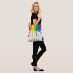Rainbow Dripping Paint Liquid Abstract Art Tote Bag