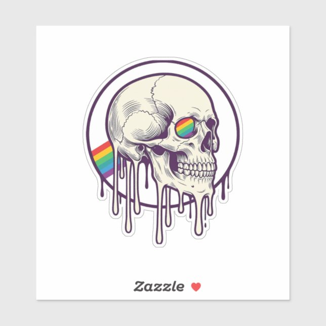 Rainbow Dripping Skull Vintage Engraving Design_1 (Sheet)