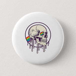 Rainbow Dripping Skull Vintage Engraving Design_1 6 Cm Round Badge