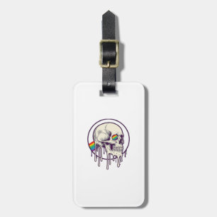 Rainbow Dripping Skull Vintage Engraving Design_1 Luggage Tag