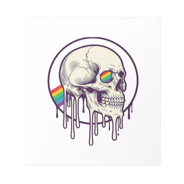 Rainbow Dripping Skull Vintage Engraving Design_1 Notepad (Front)