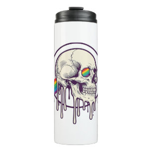 Rainbow Dripping Skull Vintage Engraving Design_1 Thermal Tumbler