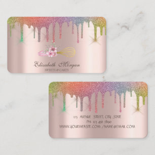  Rainbow Drips Bakery Whisk Flowers Business Card
