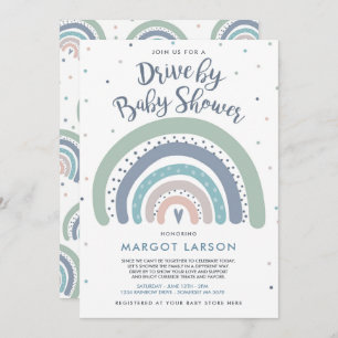 Rainbow Drive By Baby Shower Muted Tones Rainbow Invitation
