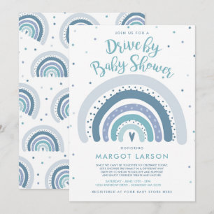 Rainbow Drive By Baby Shower Muted Tones Rainbow Invitation