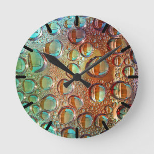 Rainbow Drops Round Clock