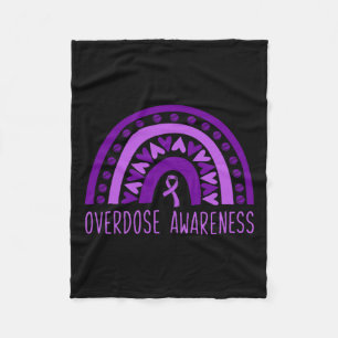 Rainbow Drug Addiction Recovery Purple Ribbon 1 Fleece Blanket