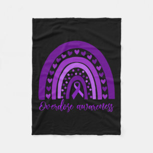 Rainbow Drug Addiction Recovery Purple Ribbon 2 Fleece Blanket