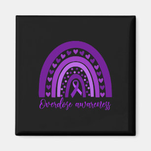 Rainbow Drug Addiction Recovery Purple Ribbon 2 Magnet
