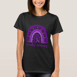 Rainbow Drug Addiction Recovery Purple Ribbon 2 T-Shirt