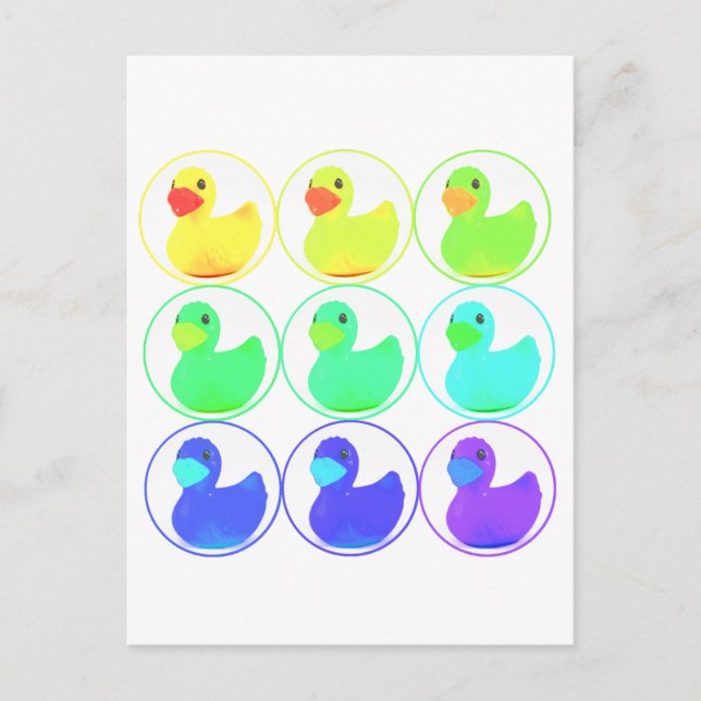 Rainbow Duckies Pattern Design Postcard (Front)