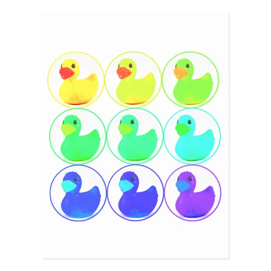 Rainbow Duckies Pattern Design Postcard