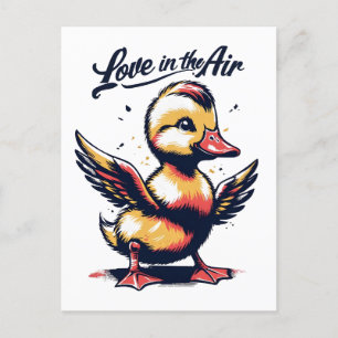 Rainbow Duckling Cupid Love Is in the Air Postcard