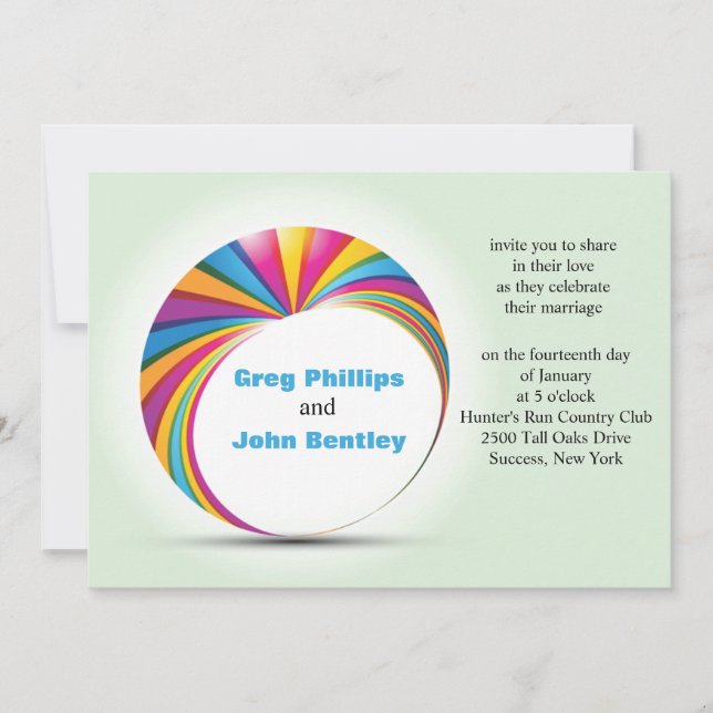 Rainbow Duo Gay Wedding Invitation (Front)
