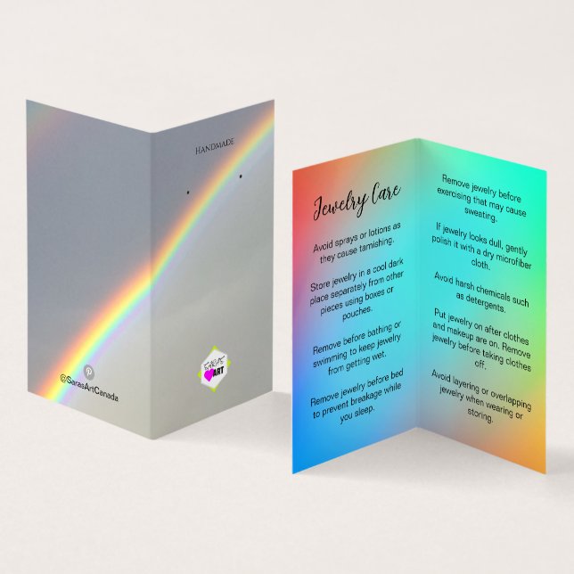 Rainbow Earring Display Card with Your Logo (Inside and Outside)