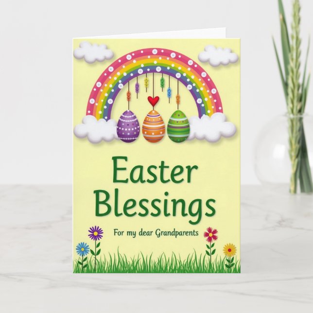 Rainbow Easter Blessings Card (Front)