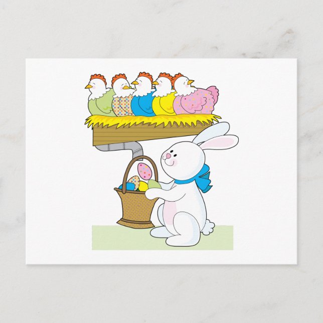 Rainbow Easter Chickens Holiday Postcard (Front)