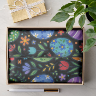 Rainbow Easter Eggs and Flowers Tissue Paper