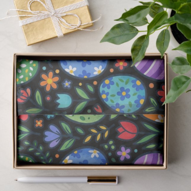 Rainbow Easter Eggs and Flowers Tissue Paper (Gift)