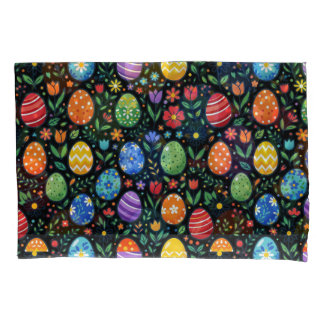 Rainbow Easter Eggs & Flowers Pillowcase