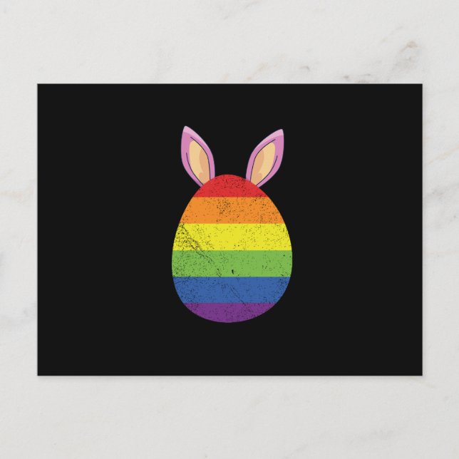 Rainbow Egg Bunny Ears Cute Easter Gay Pride Flag  Invitation Postcard (Front)