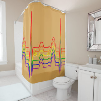 Rainbow EKG Sunray Shower Curtain