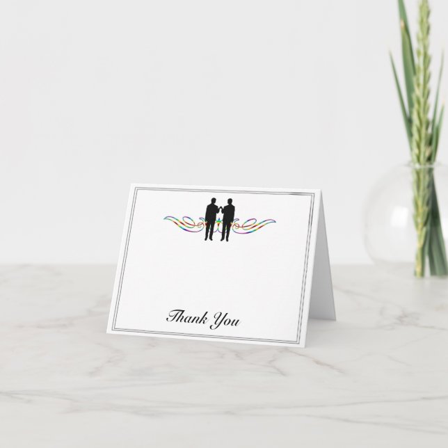 Rainbow Elegance Groom Wedding Thank You Card (Front)