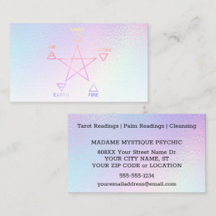 Rainbow Elements Pentagram Psychic Business Card