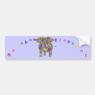 Rainbow Elephant, colourful design,for anyone. Bumper Sticker