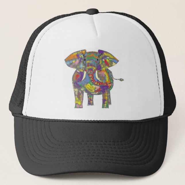Rainbow Elephant, colourful design,for anyone. Trucker Hat (Front)