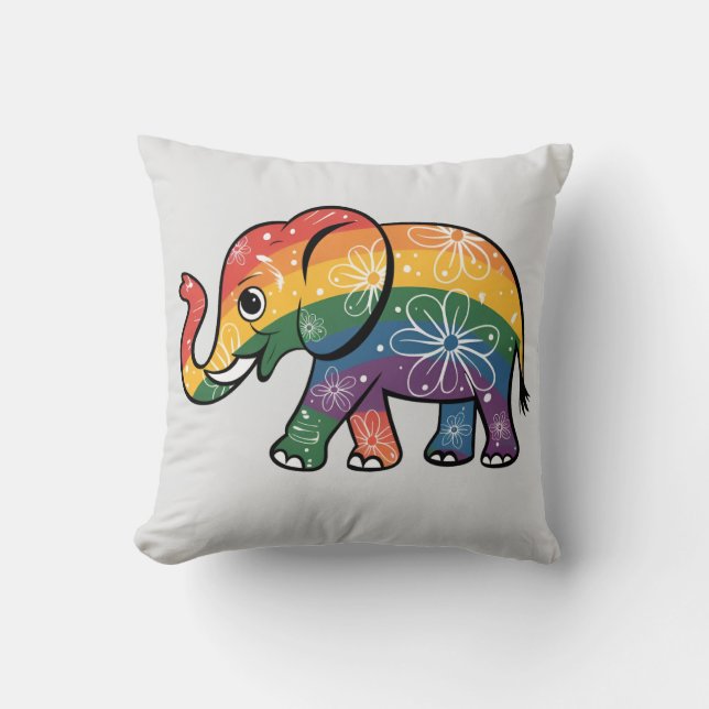 Rainbow Elephant Cushion (Front)