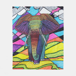 Rainbow Elephant Fleece Blanket