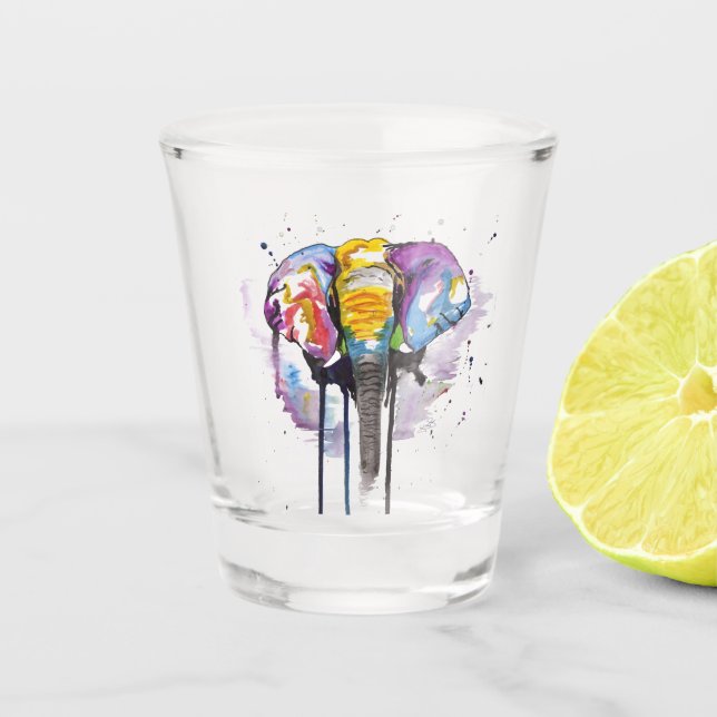 Rainbow Elephant Shot Glass (Front)