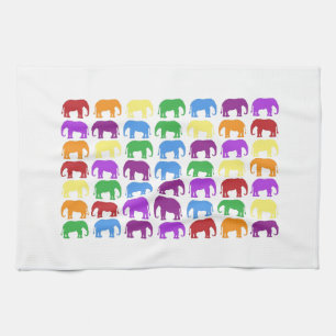 Rainbow Elephants Classy Designer Tea Towel