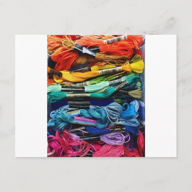 Rainbow Embroidery Floss | Threads | Sewing Postcard (Front)