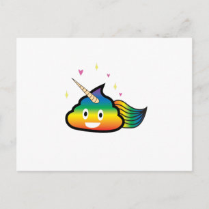 Rainbow Emoji Poop Cute Girl funny  Birthday Party Postcard