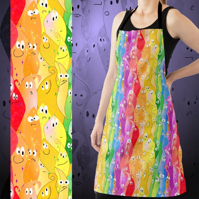 Rainbow Emoting Blob Cute Monsters Apron (Creator Uploaded)