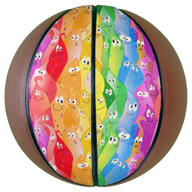 Rainbow Emoting Blob Cute Monsters in Pride Colour Basketball (Vertical)