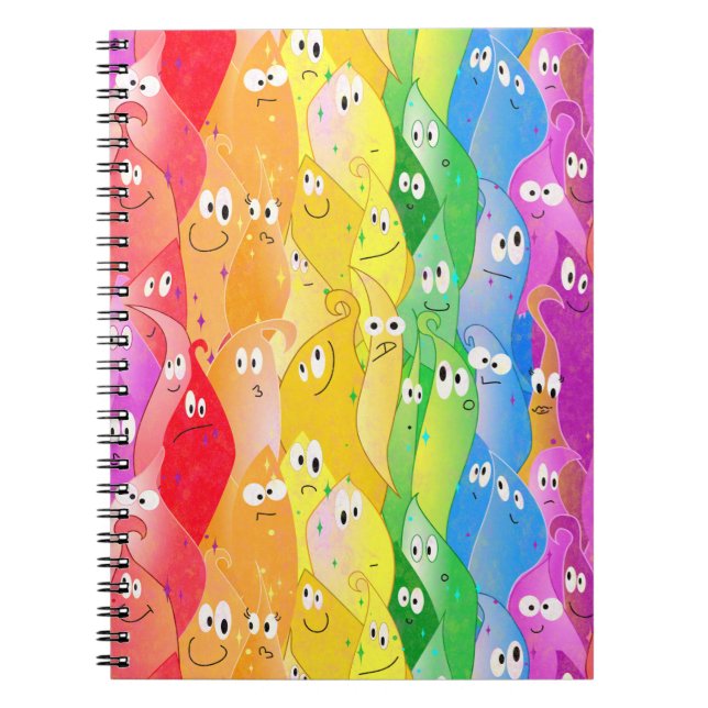 Rainbow Emoting Blob Cute Monsters in Pride Colour Notebook (Front)