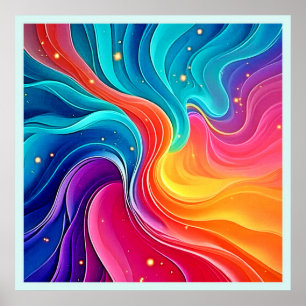 Rainbow Energy Swirl: Vibrant Flow Art Poster