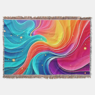 Rainbow Energy Swirl: Vibrant Flow Art Throw Blanket