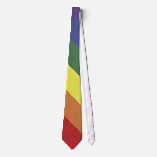 Rainbow Equality Pride Colour Stripes Tie (Front)