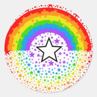 rainbow exploding stars classic round sticker