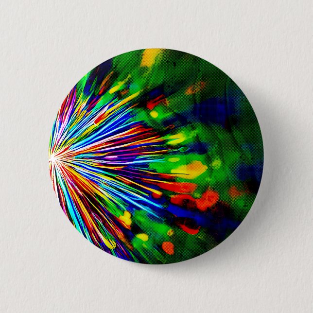 Rainbow Explosion  6 Cm Round Badge (Front)