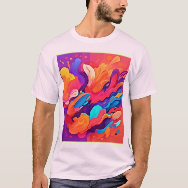 Rainbow Explosion: Happy Paint Splatter T-Shirt (Front)