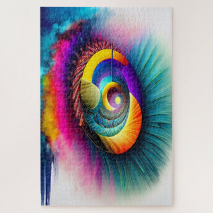 Rainbow Eye Spiral Abstract Art Jigsaw Puzzle