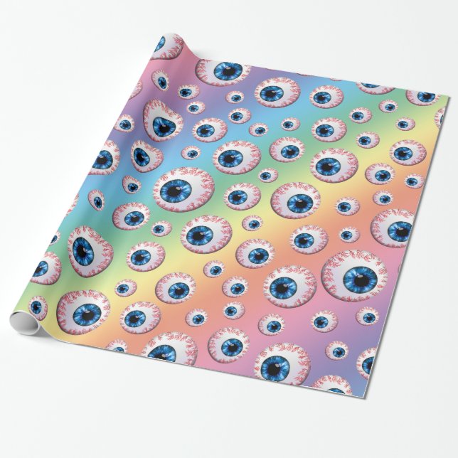 Rainbow eyeball pattern wrapping paper (Unrolled)