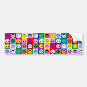 Rainbow face squares bumper sticker