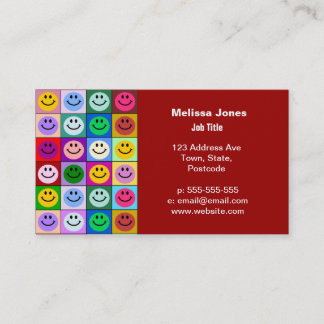 Rainbow face squares business card